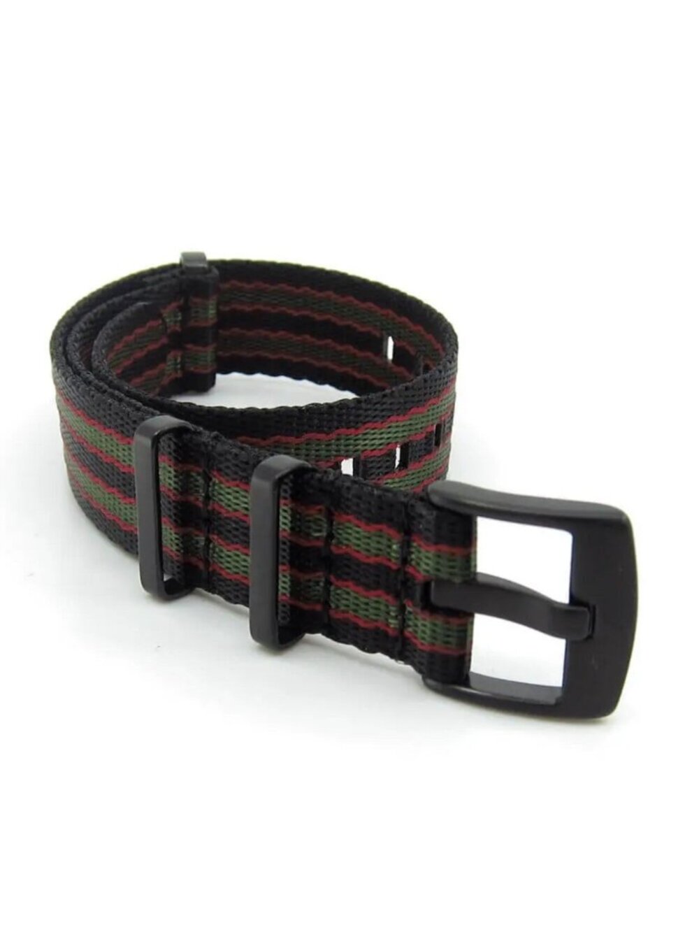 Seat Belt One Piece Watch Strap Black Hardware 24mm